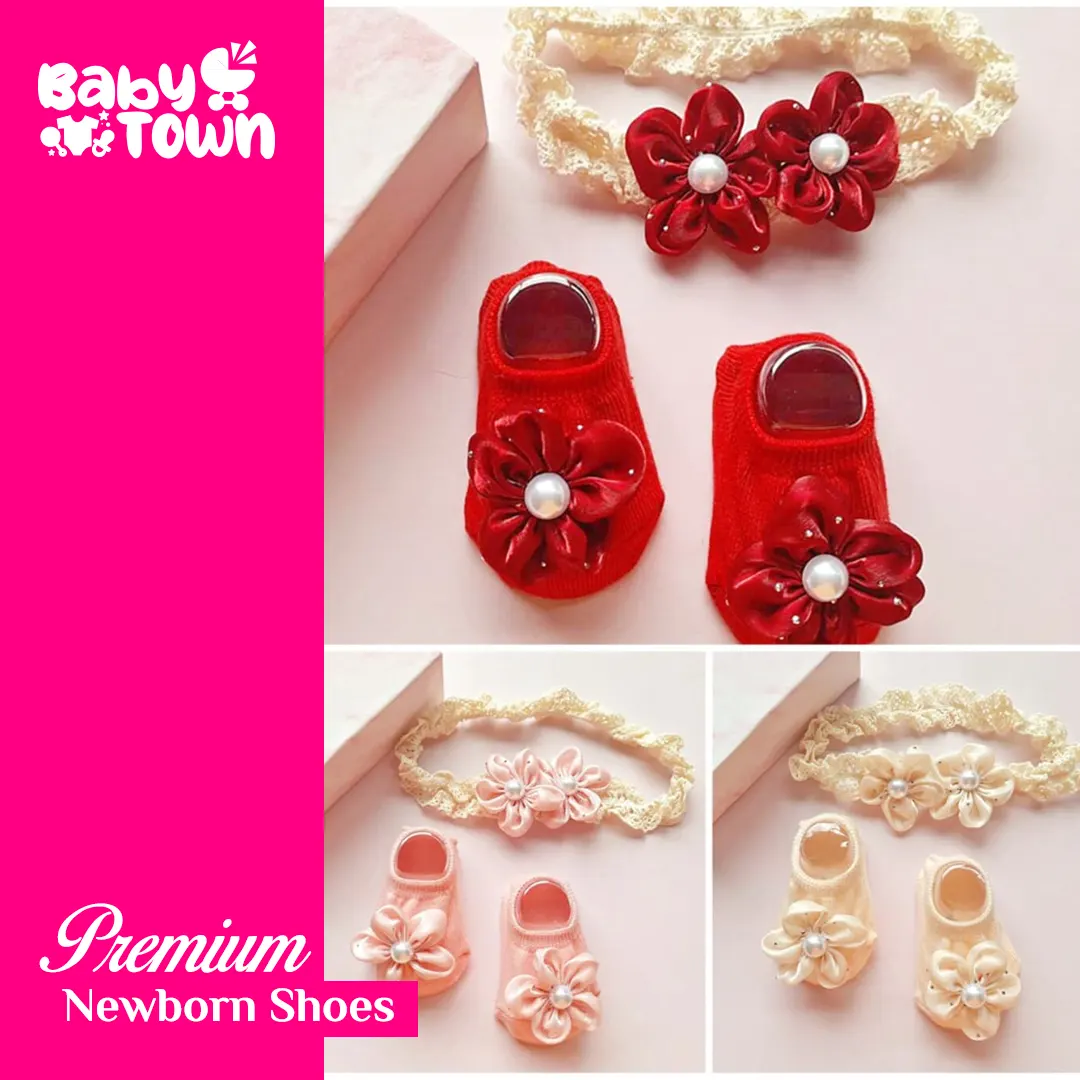 Baby Hair Band Set with Newborn Socks Shoes Set | Baby Town Bangladesh