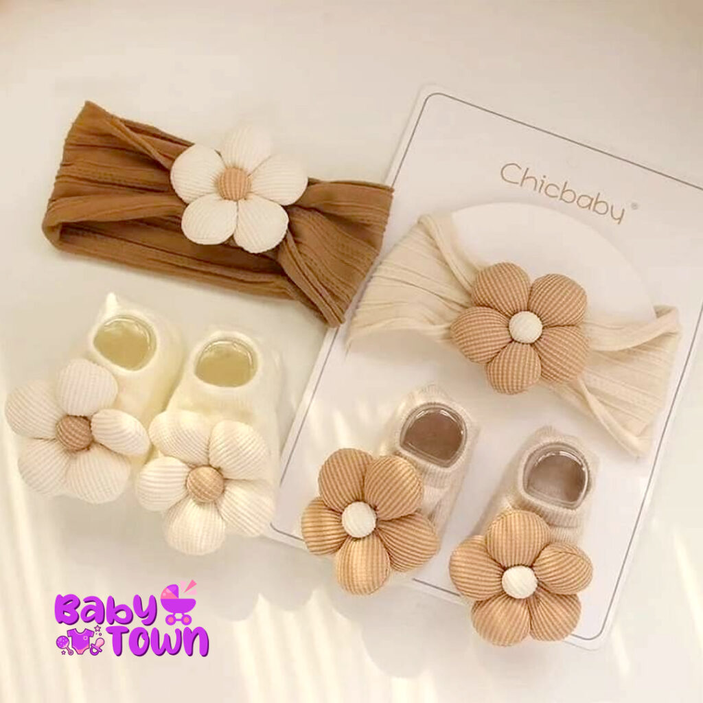 Newborn Girls Baby Burlap Hairband & Sock Combo | Baby Town Bangladesh