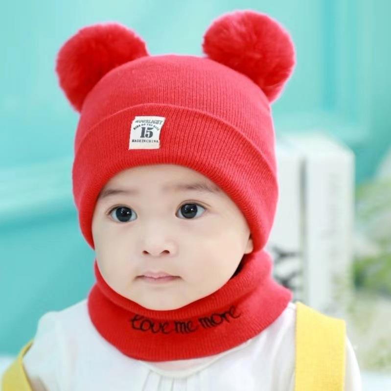 Baby Wool Hat & Scarf Winter Knitted Suit