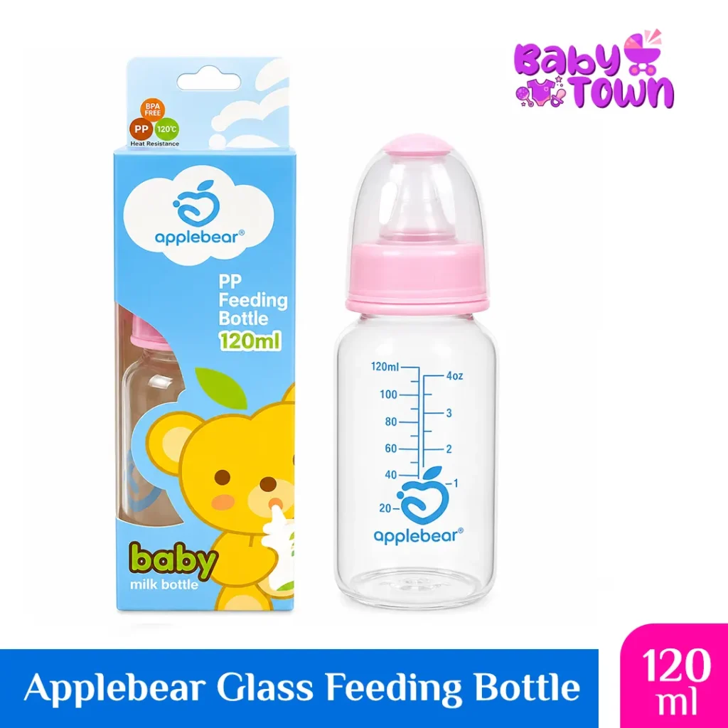 Applebear Glass Feeding Bottle 120ml BPA Free Baby Feeding Bottle | Baby Town Bangladesh