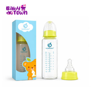 Applebear Glass Milk Feeding Bottle – 200ml | BPA-Free Baby Feeding Bottle