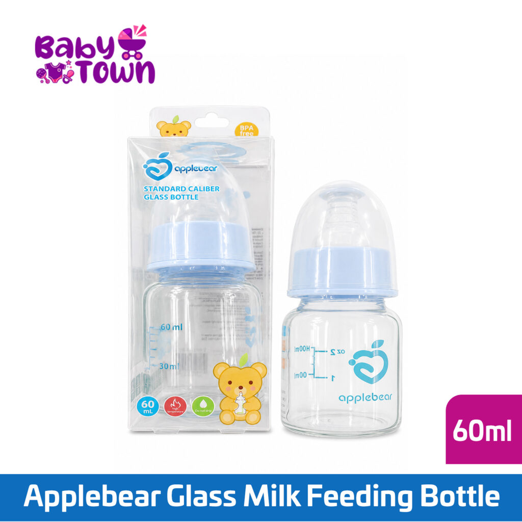 Applebear Glass Milk Feeding Bottle 60ml BPA Free Baby Feeding Bottle | Baby Town Bangladesh