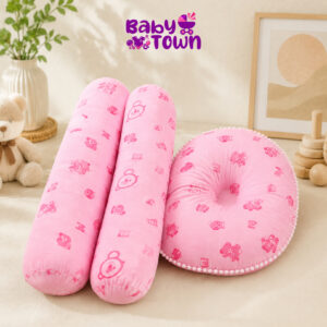 Baby Head Shaping Pillow Set (2 Bolster + 1 Head Pillow) | Soft Cotton Baby Pillow | Baby Town Bangladesh