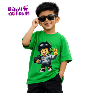 Summer Special Green Drop Shoulder T-Shirts for Kids 2Y-8Y