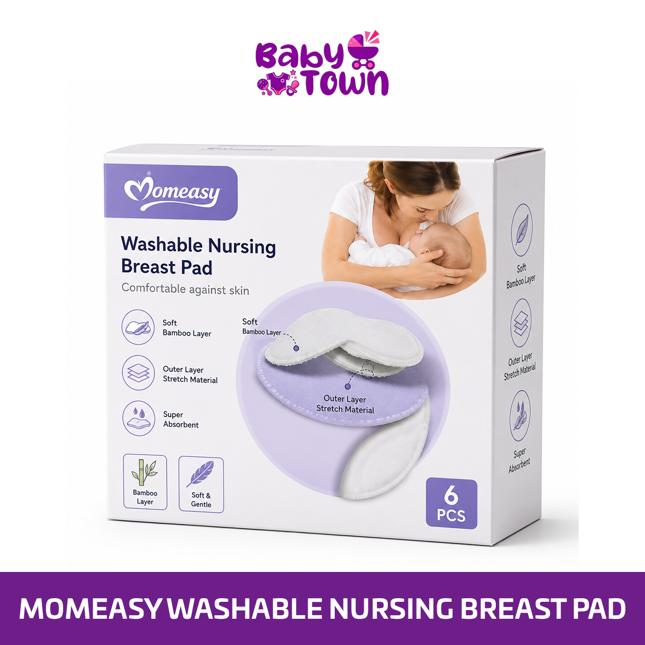 Momeasy Soft Absorbent Washable Nursing Breast Pad for Breastfeeding Mothers | Baby Town Bangladesh