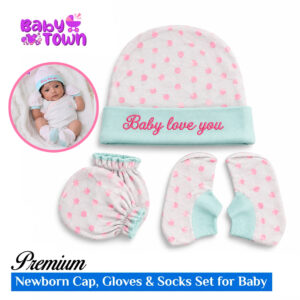 Newborn Cap, Gloves & Socks Set for Baby | Soft Cotton 3 Pcs Set | Baby Town Bangladesh