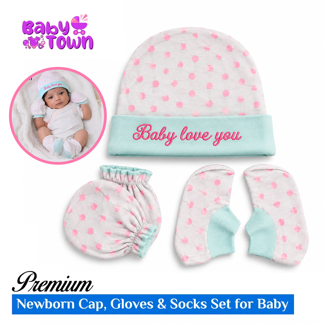 Newborn Cap Set | Soft Cotton 3 Pcs Baby Set