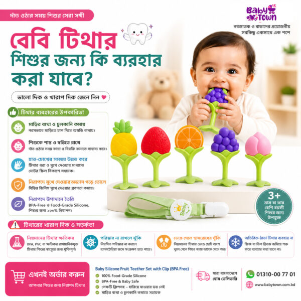 বেবি টিথার ব্যবহার করছে একটি শিশু | Baby Teether Benefits and Safety Guide | Baby Town Bangladesh