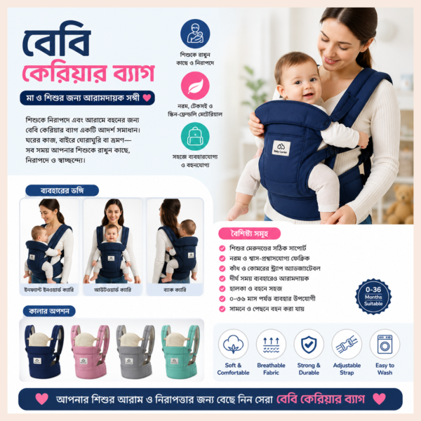 Soft Baby Carrier Bag for Newborn Baby | Baby Town Bangladesh