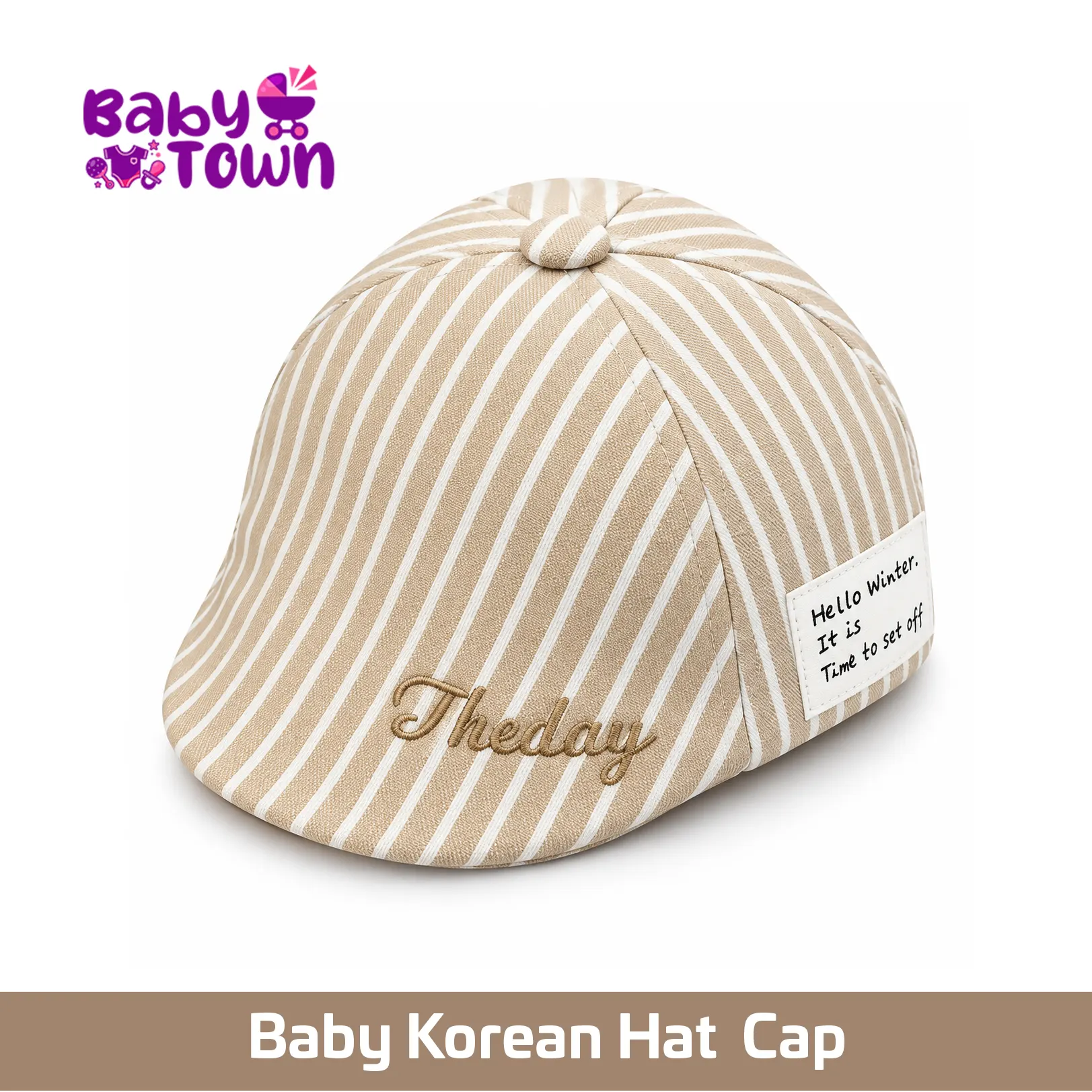 Baby Korean Hat Striped Adjustable Cap for Kids 5 Months to 2 Years
